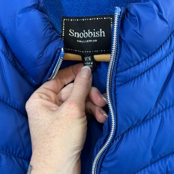 Snobbish Blue Quilted Puffer Vest with High Collar - Picture 3 of 4